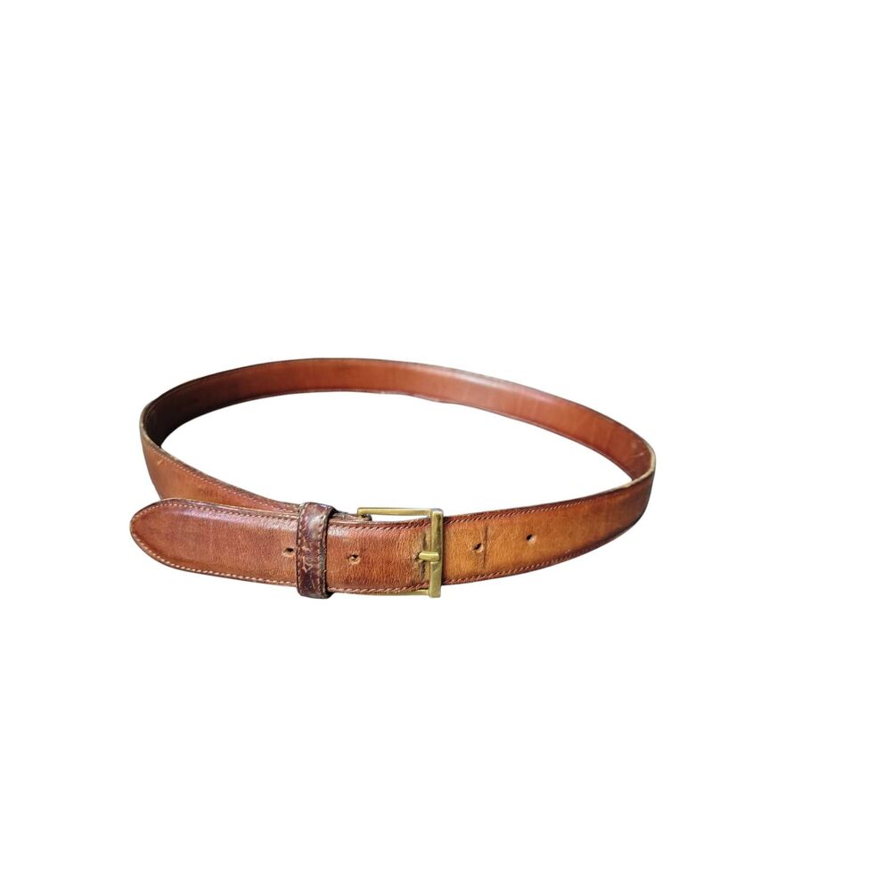 DOONEY & BOURKE USA Leather Belt Size 34 Sierra Leather Brown Brass Buckle Unise